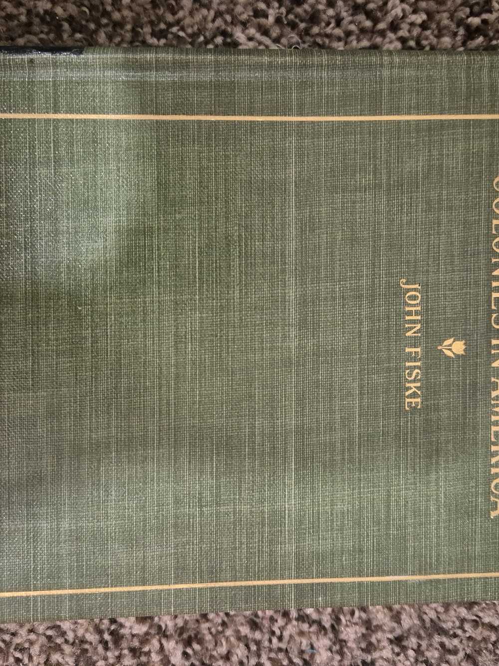 Vintage 1903 Antique History Book Green Gold Fletcher Decor Dark Academia Vol 1